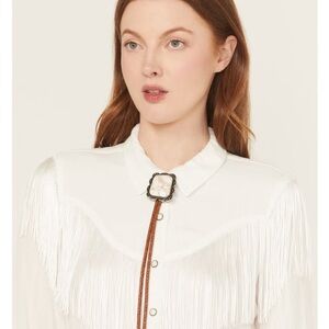 Shyanne Women’s Ariella Tan Braided Leather Bolo Tie - NWT